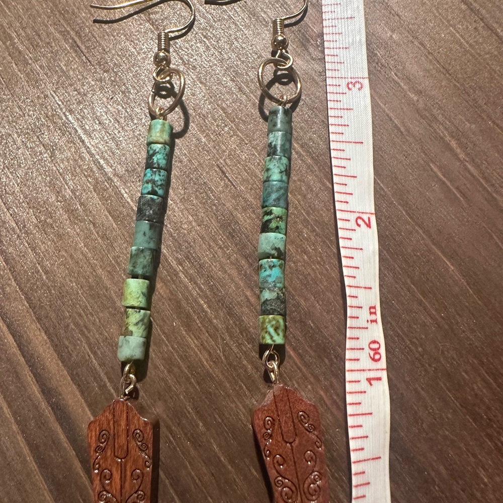 Handmade African Turquoise Jasper earrings - Picture 5 of 5